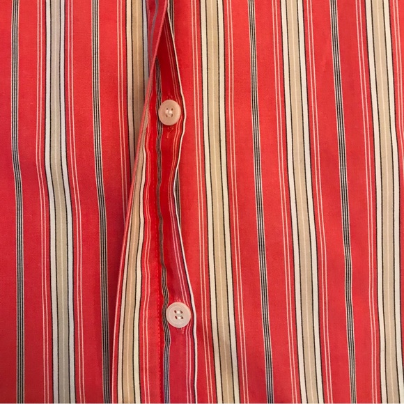 Liz Claiborne Striped Blouse Womens Size 20W Red Orange Tan Button Up Non Iron - Picture 7 of 7